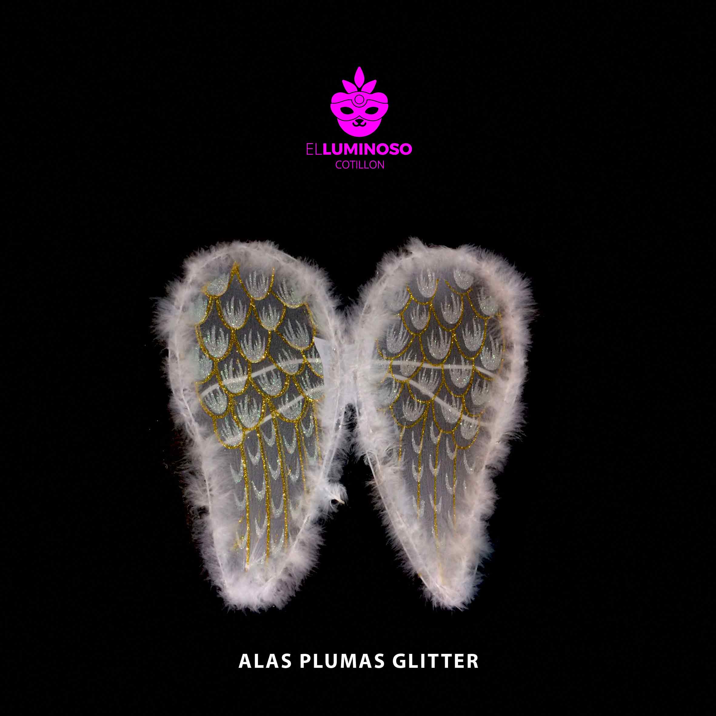 ALAS PLUMAS GLITTER BLANCAS