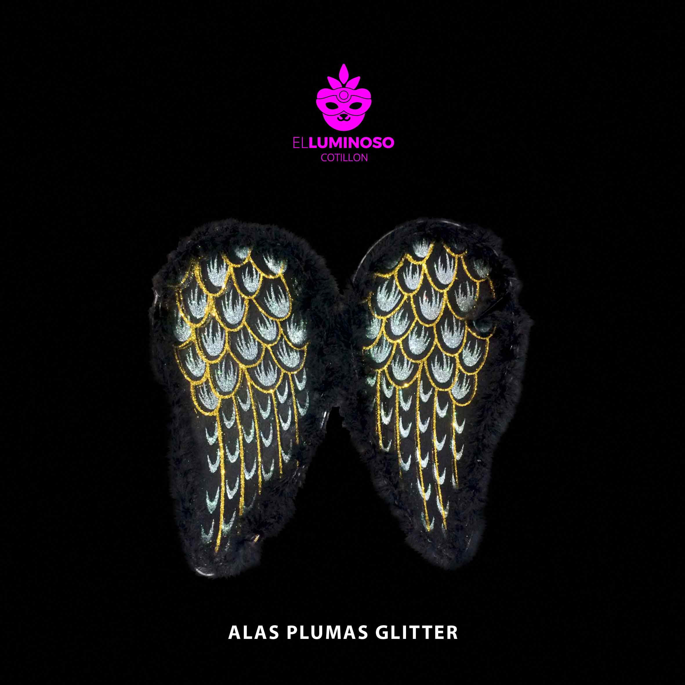 ALAS PLUMAS GLITTER NEGRA