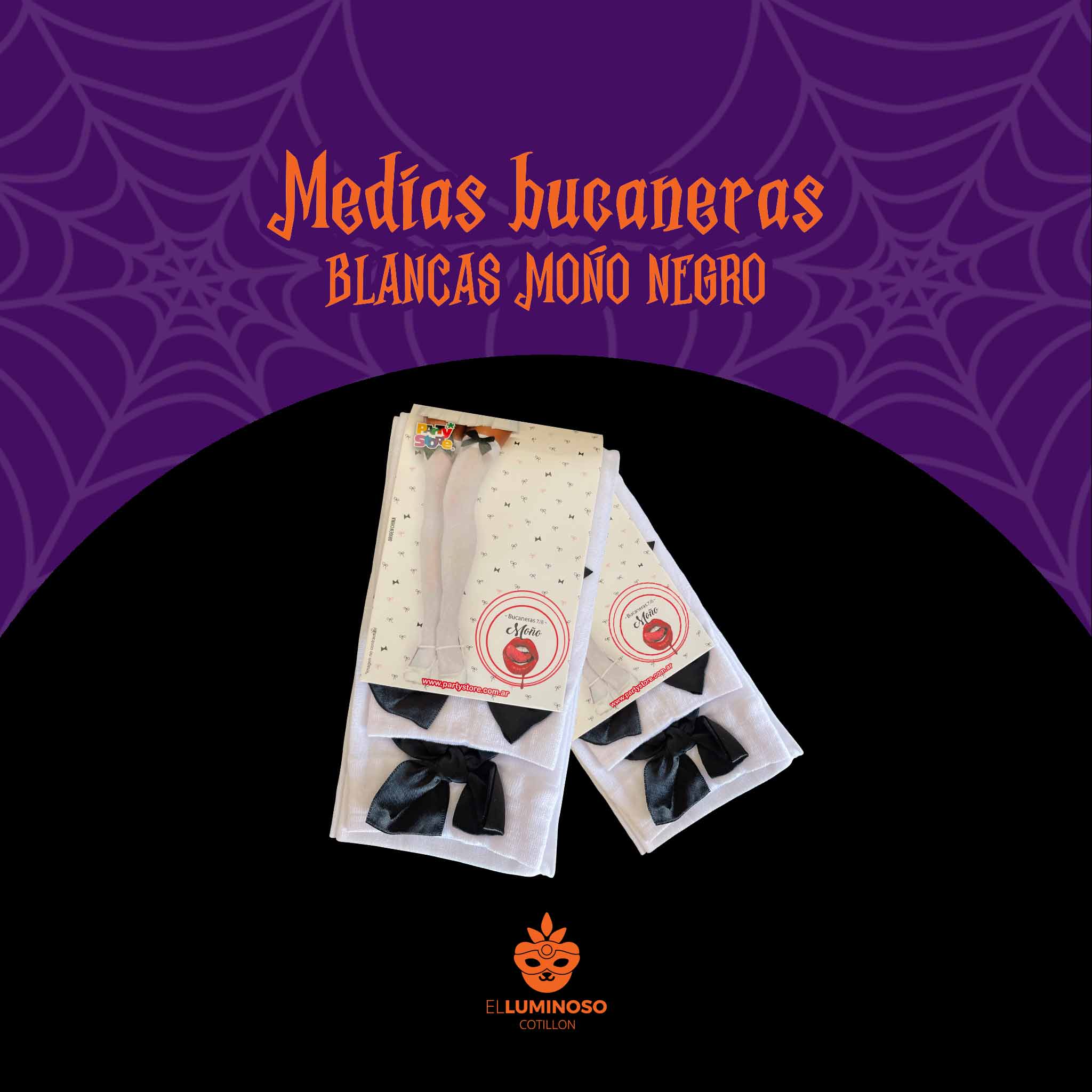 MEDIAS BUCANERAS BLANCAS MOÑO TM009