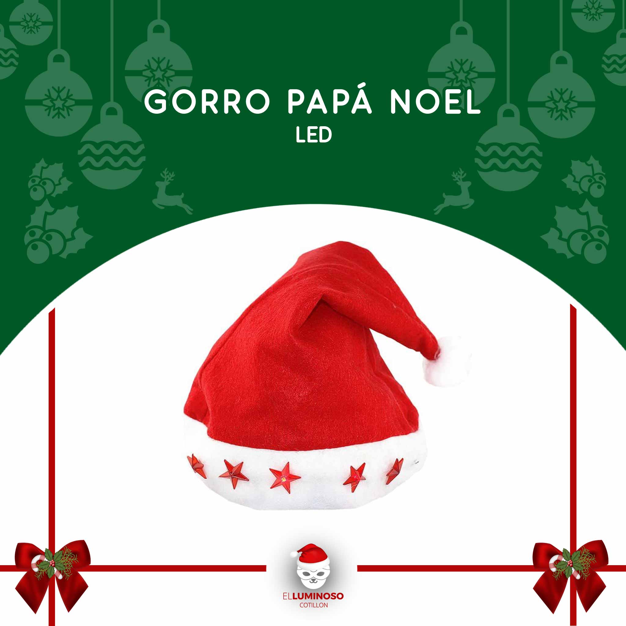 GORRO PAPA NOEL LED