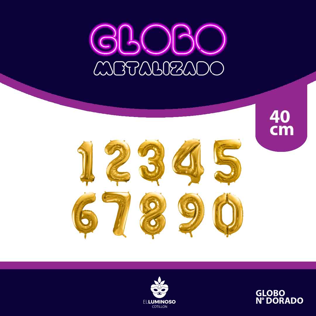 GLOBO NUMERO DORADO CHICO 40 CM