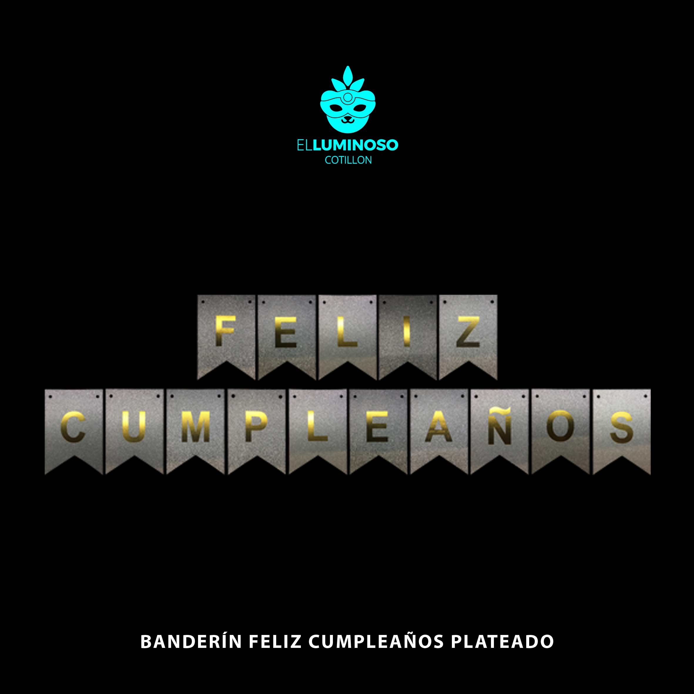 BANDERIN FELIZ CUMPLEAÑOS PLATEADO