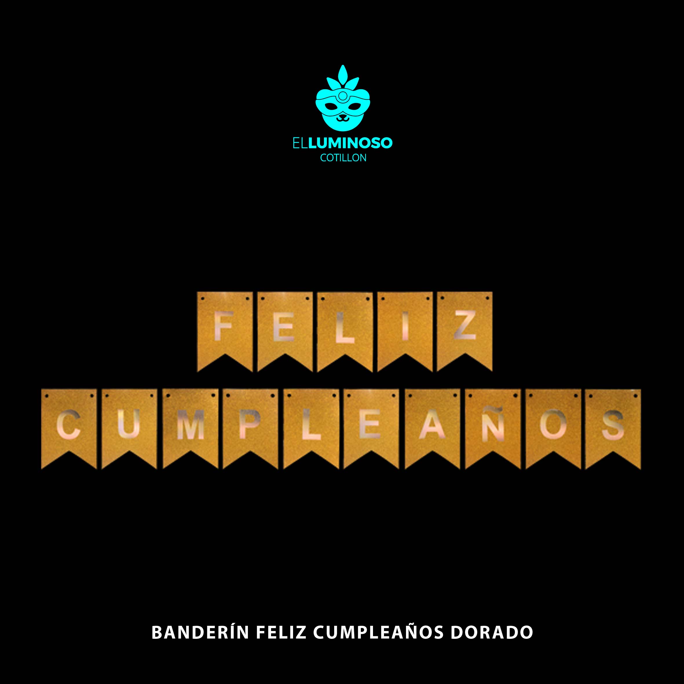 BANDERIN FELIZ CUMPLEAÑOS DORADO