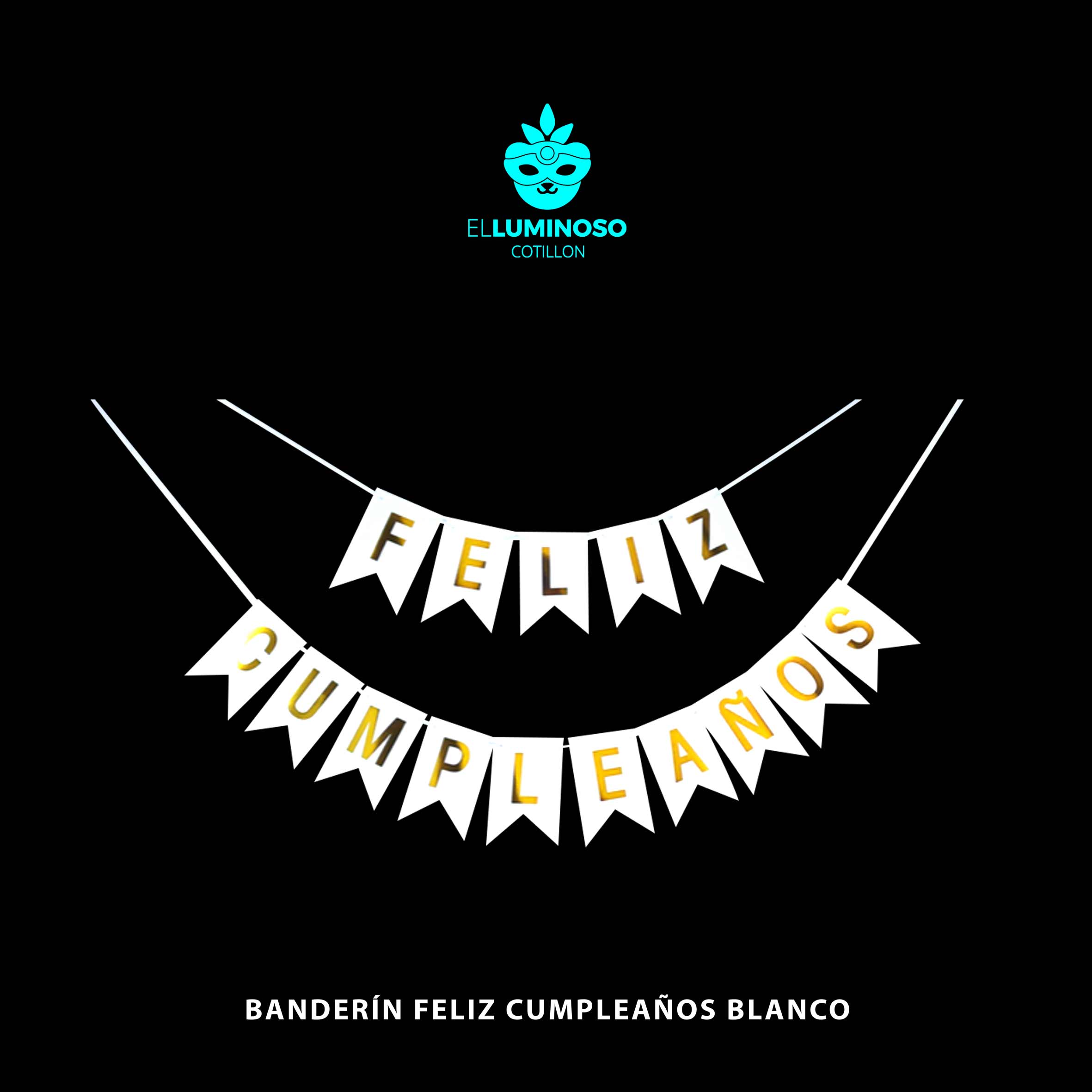 BANDERIN FELIZ CUMPLEAÑOS BLANCO