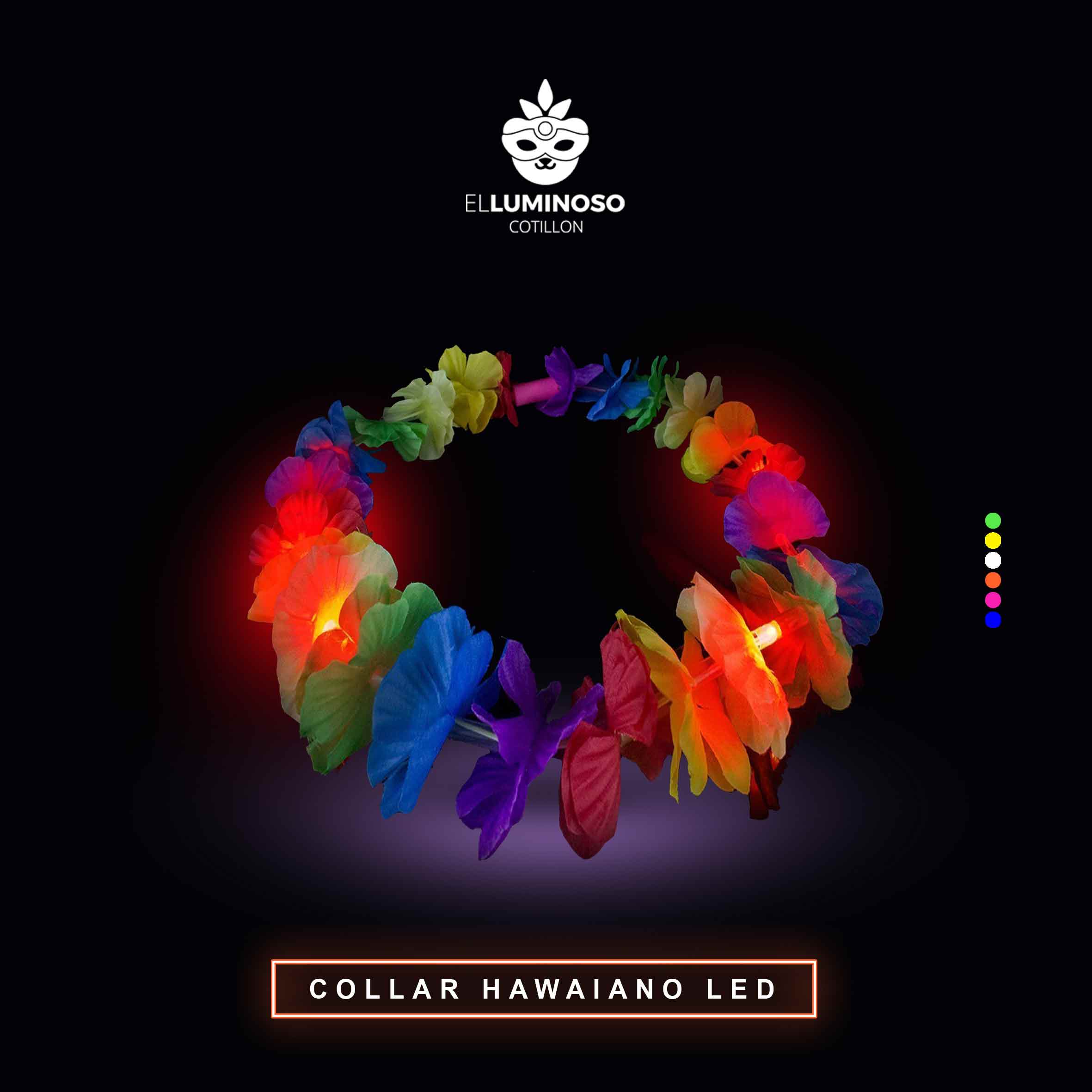 COLLAR HAWAIANO MULTICOLOR LED X6