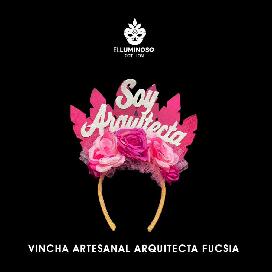 VINCHA ARTESANAL PLUMAS ARQUITECTA FUCSIA