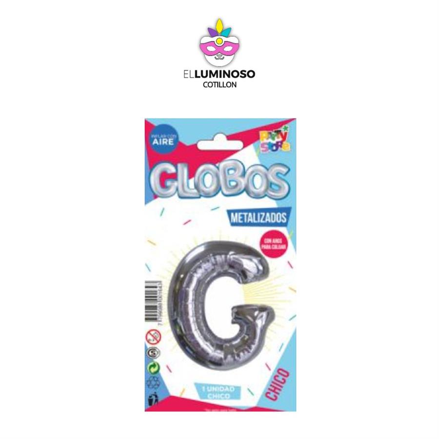 GLOBO CHICO 40CM PLATEADO LETRA G