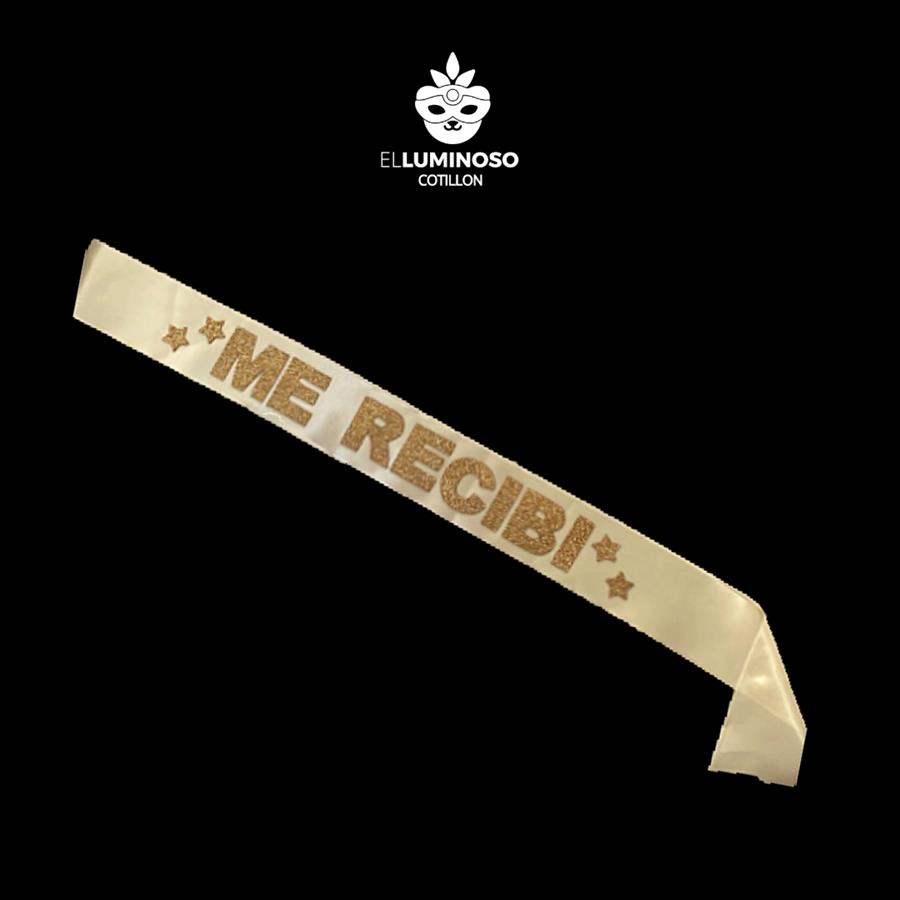 BANDA ME RECIBI CHAMPAGNE LETRAS ROSA GOLD