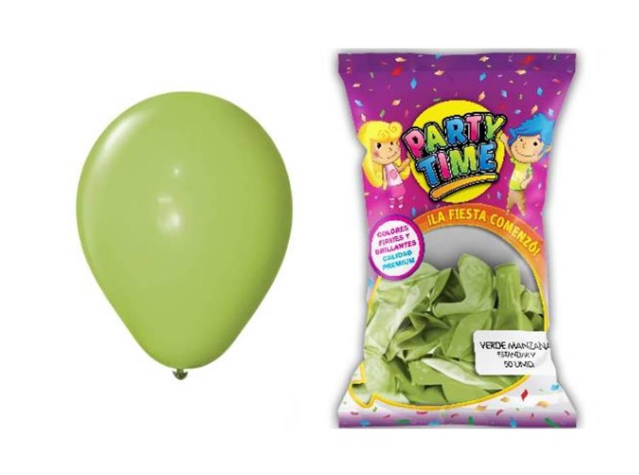 GLOBO 9P PARTY TIME STD VERDE MZN. X50