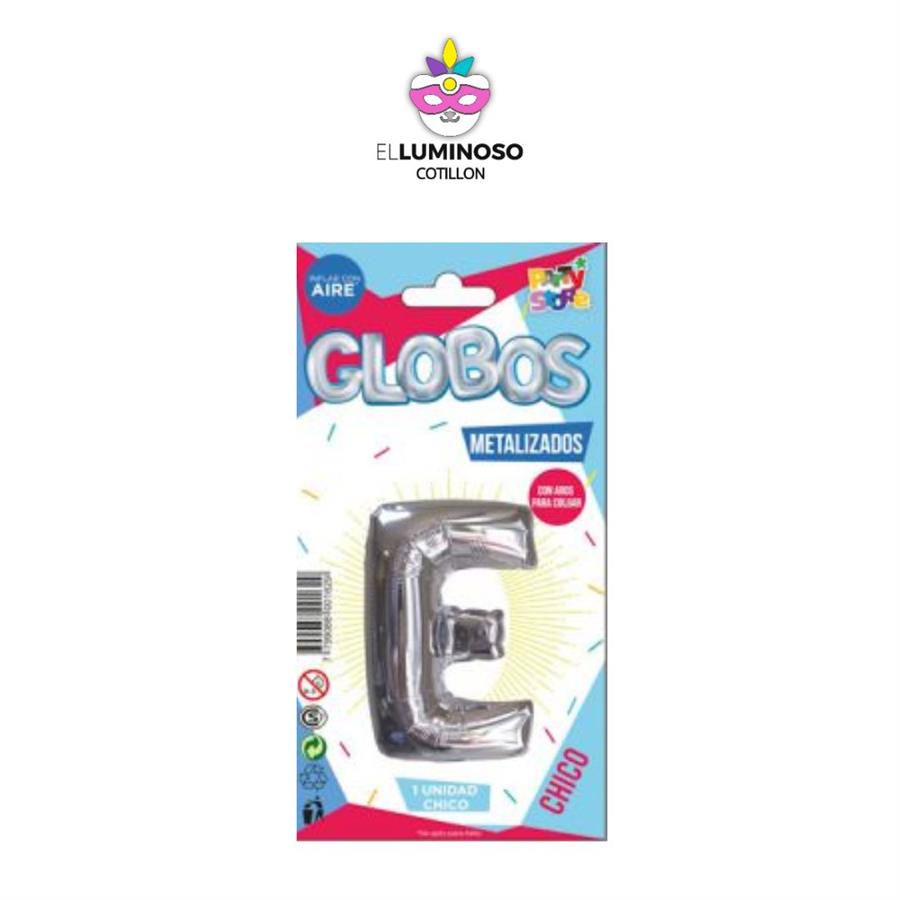 GLOBO CHICO 40CM PLATEADO LETRA E