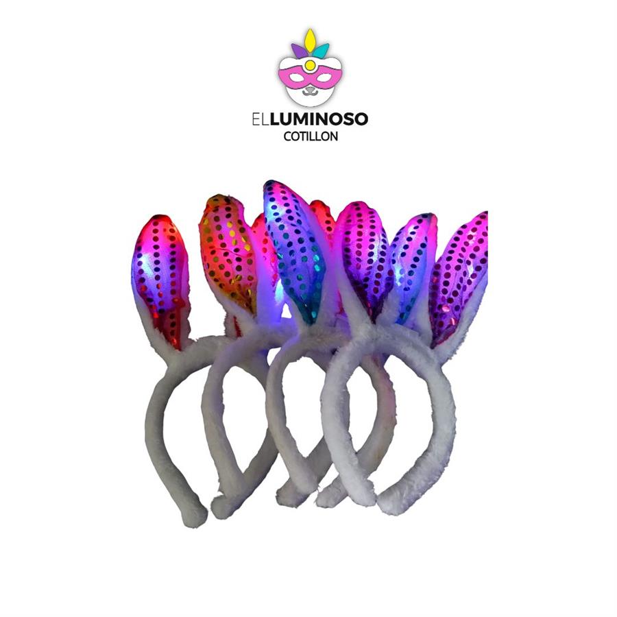 VINCHA CONEJO PELUCHE LENTEJUELA LED