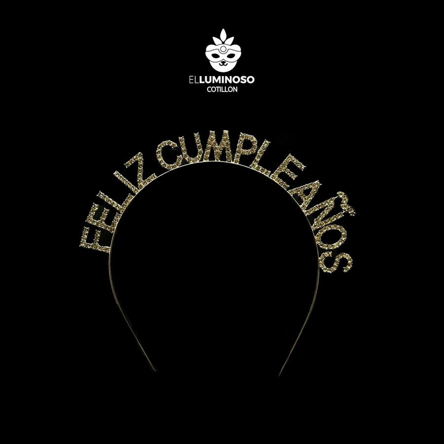 VINCHA STRASS METAL FELIZ CUMPLEAÑOS PLATA