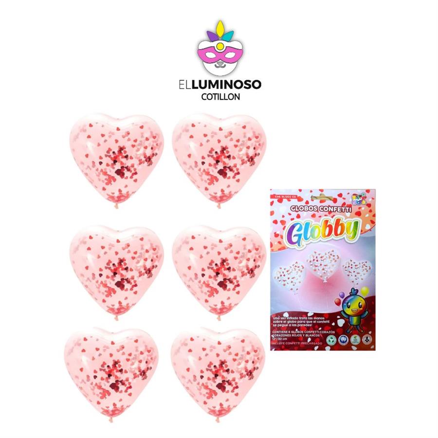 GLOBBY CORAZON 12P C/CONFETTI X6 GL12CC CO