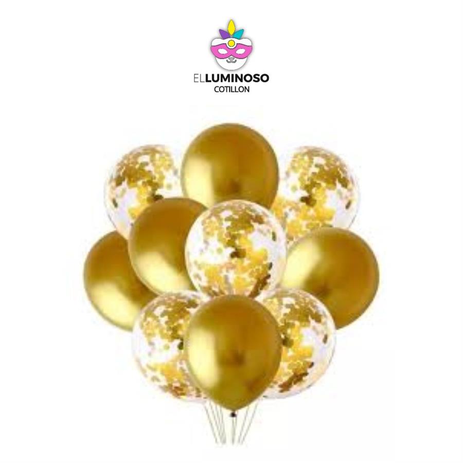 KIT 10 GLOBOS DORADO