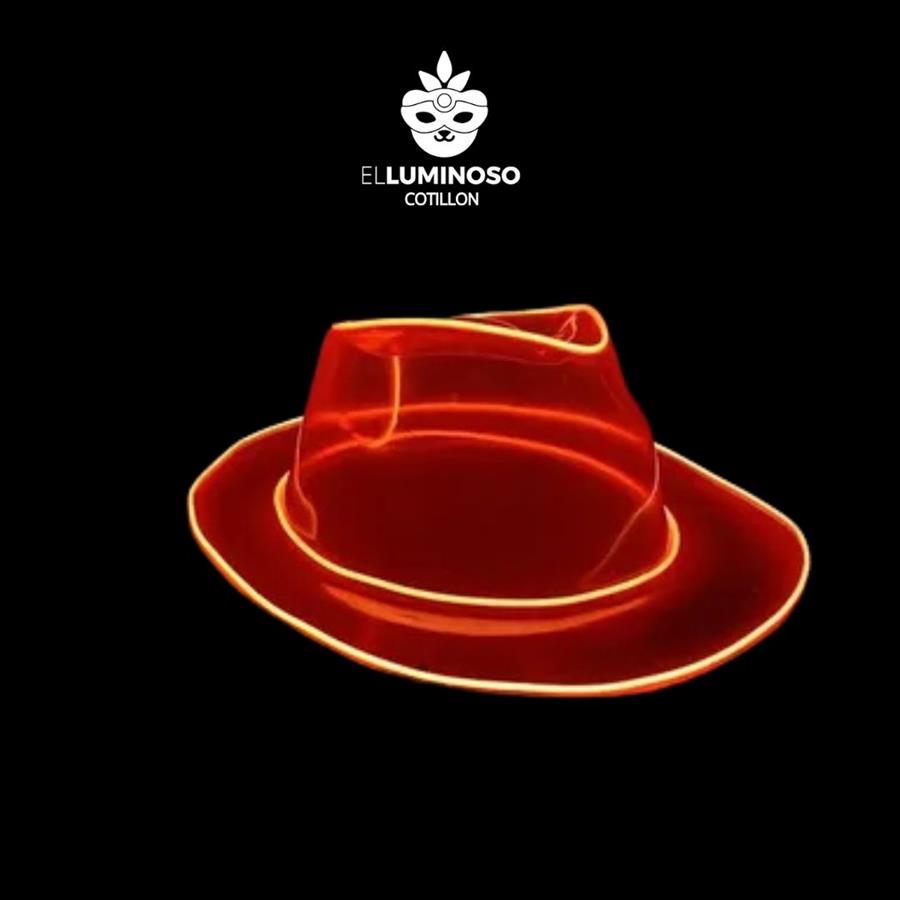 SOMBRERO COWBOY PLASTICO NARANJA LED