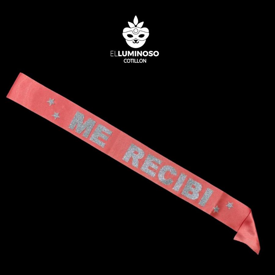 BANDA ME RECIBI SALMON LETRAS PLATEADAS