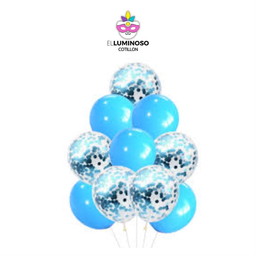 KIT 10 GLOBOS CELESTE
