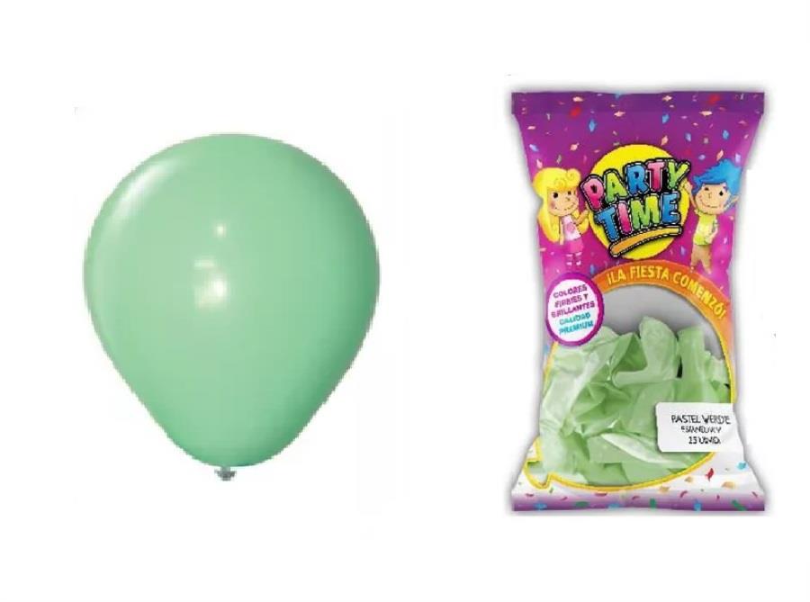 GLOBO 12P PARTY TIME VERDE AGUA X25