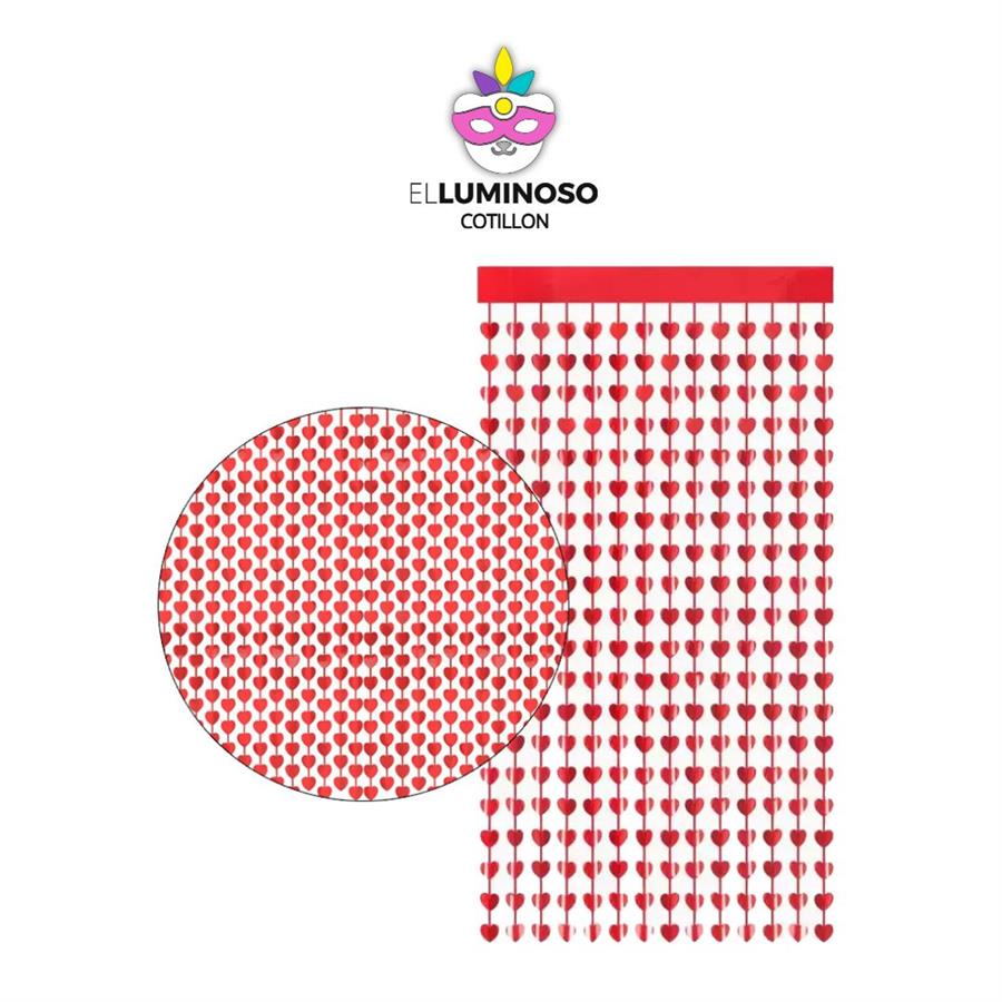 CORTINA METAL CORAZON ROJO