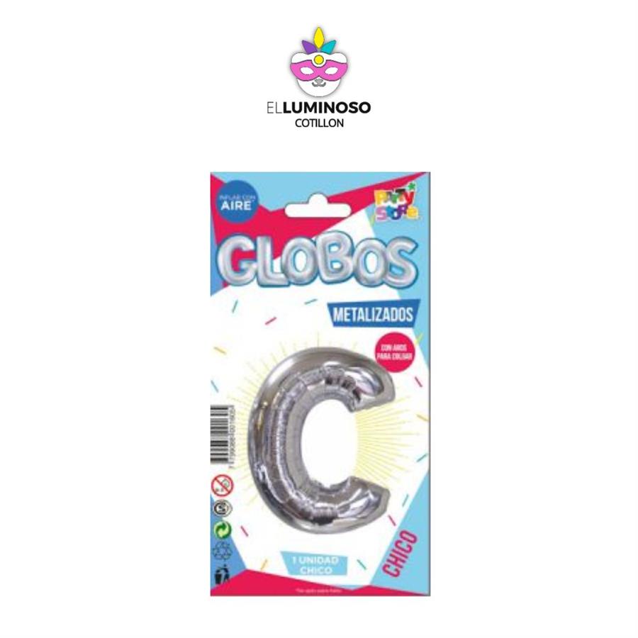 GLOBO CHICO 40CM PLATEADO LETRA C