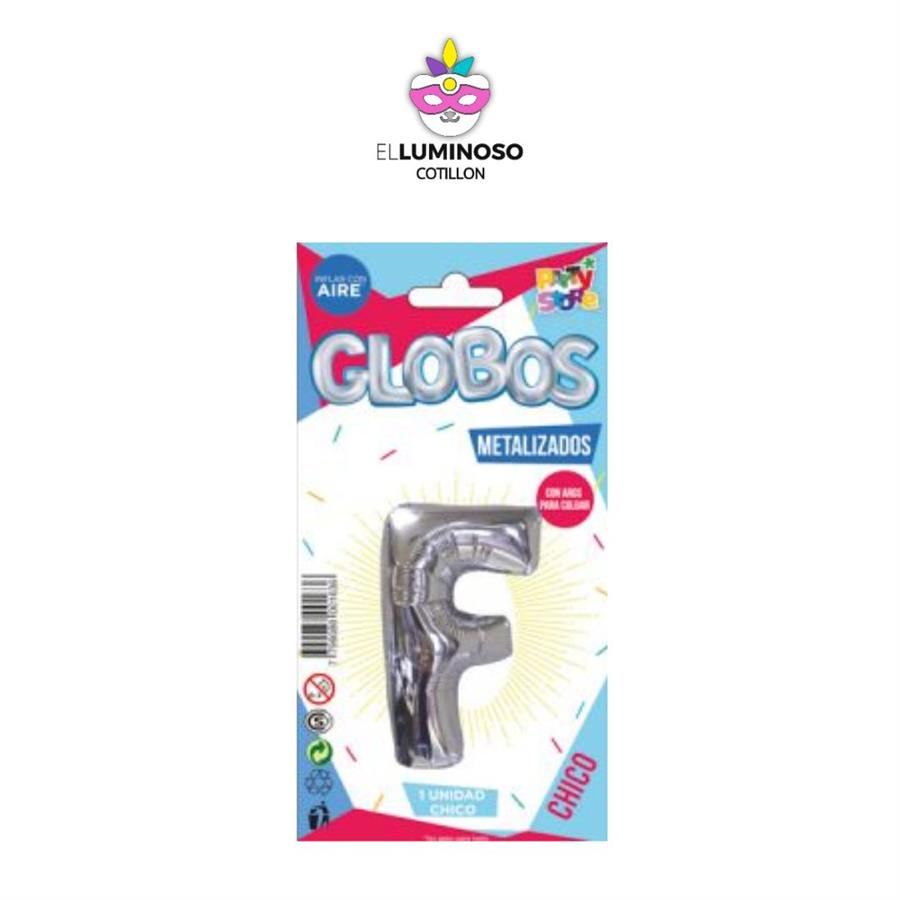 GLOBO CHICO 40CM PLATEADO LETRA F