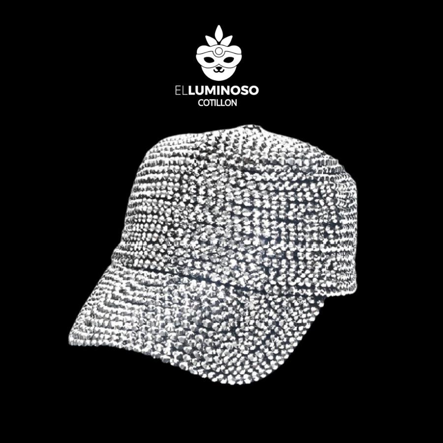 GORRA VISERA STRASS PLATA MM207-02G