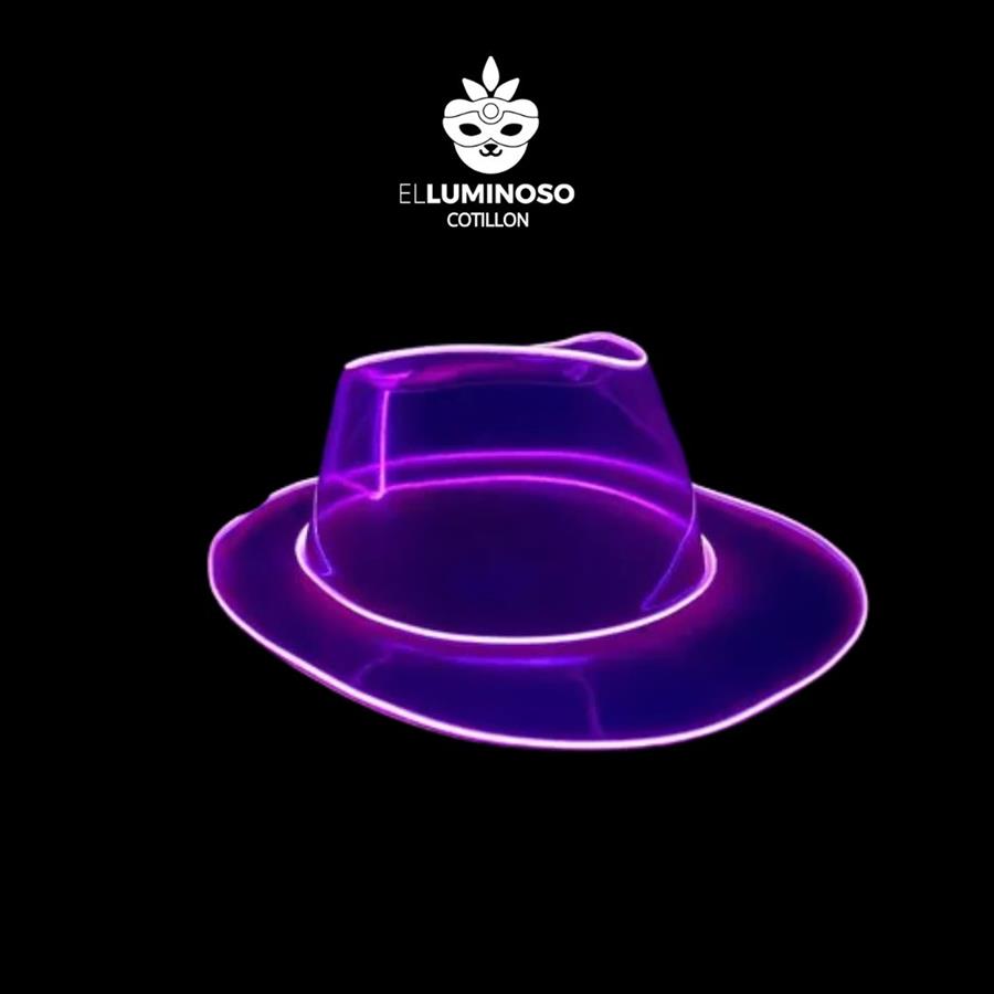 SOMBRERO COWBOY PLASTICO FUCSIA LED