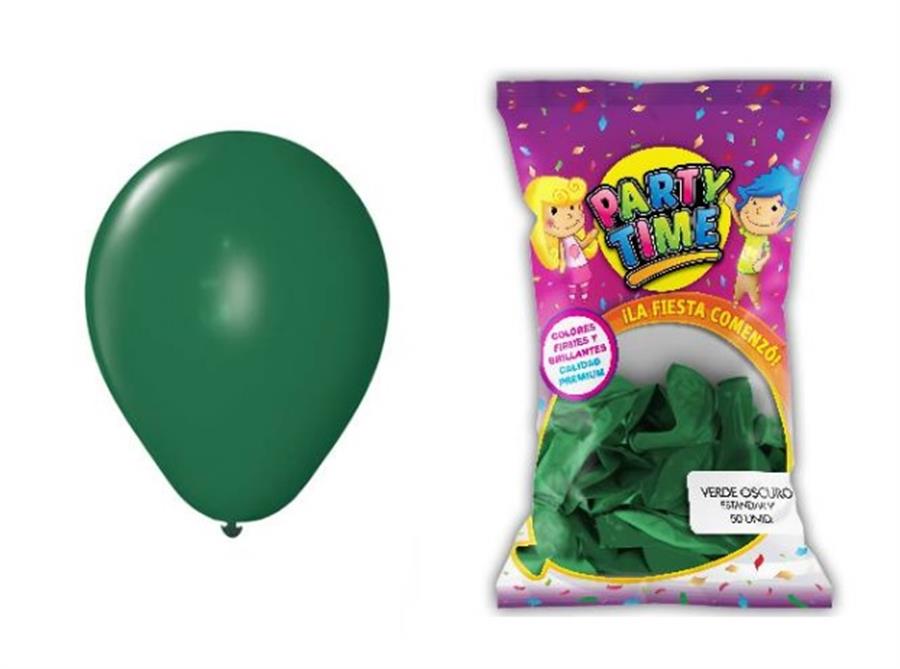 GLOBO 9P PARTY TIME STD VERDE OSC. X50