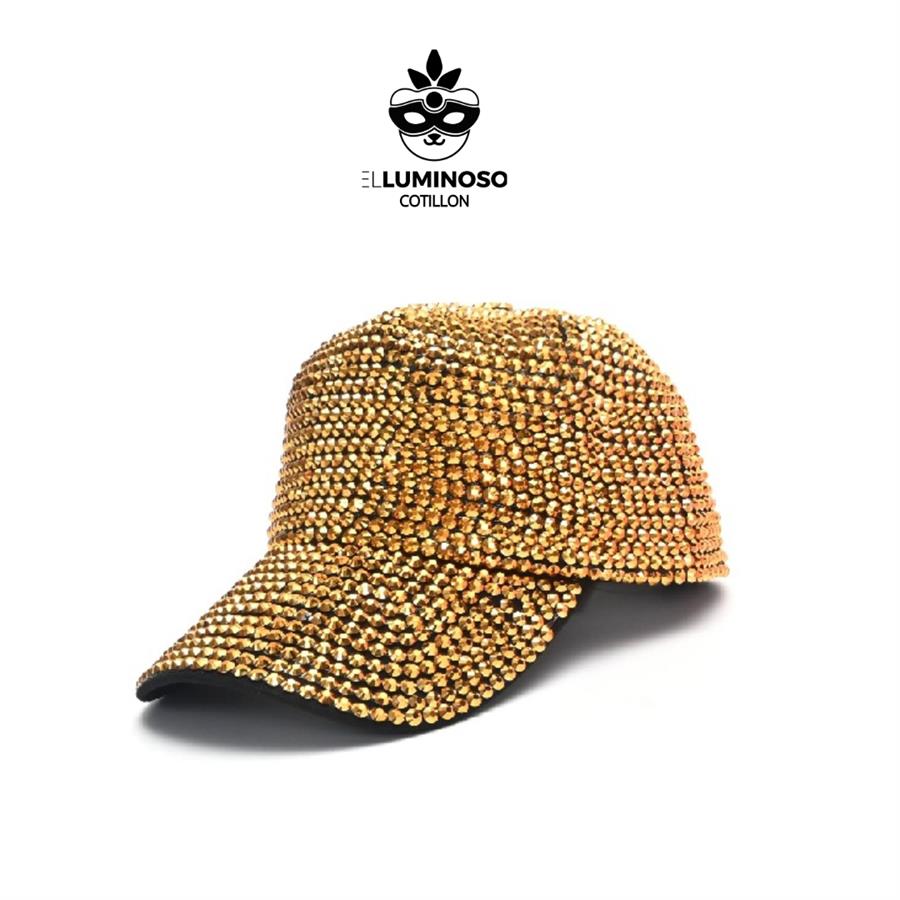 GORRA VISERA STRASS DORADA MM207-02D