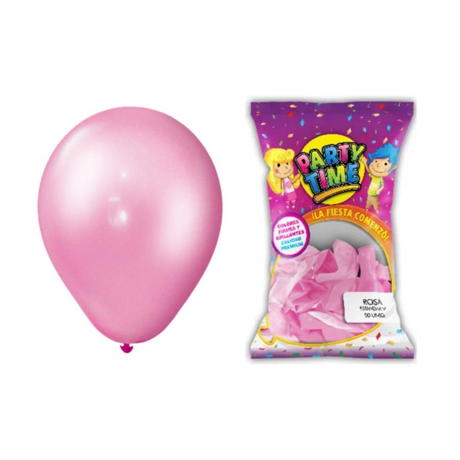 GLOBO 12P PARTY TIME ROSA X25