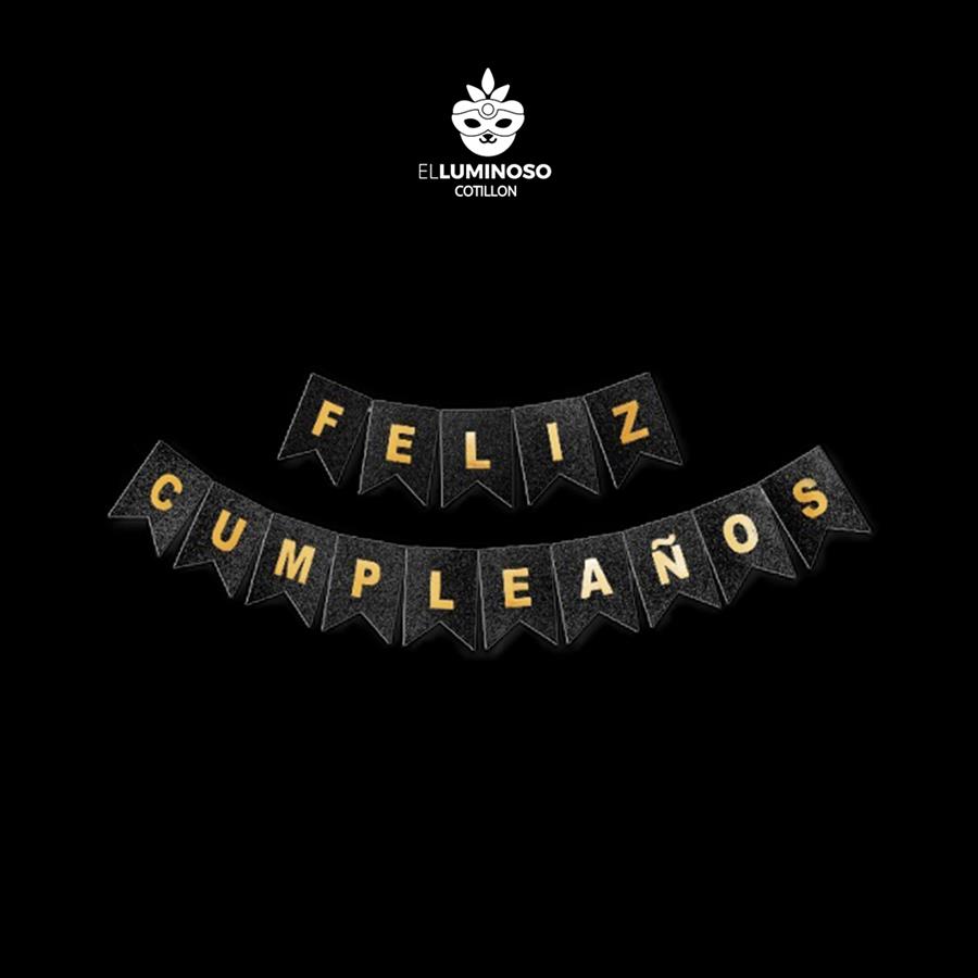 BANDERIN FELIZ CUMPLEAÑOS NEGRO