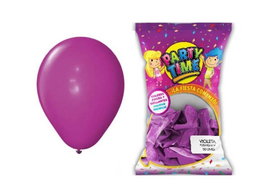 GLOBO 9P PARTY TIME STD VIOLETA X50