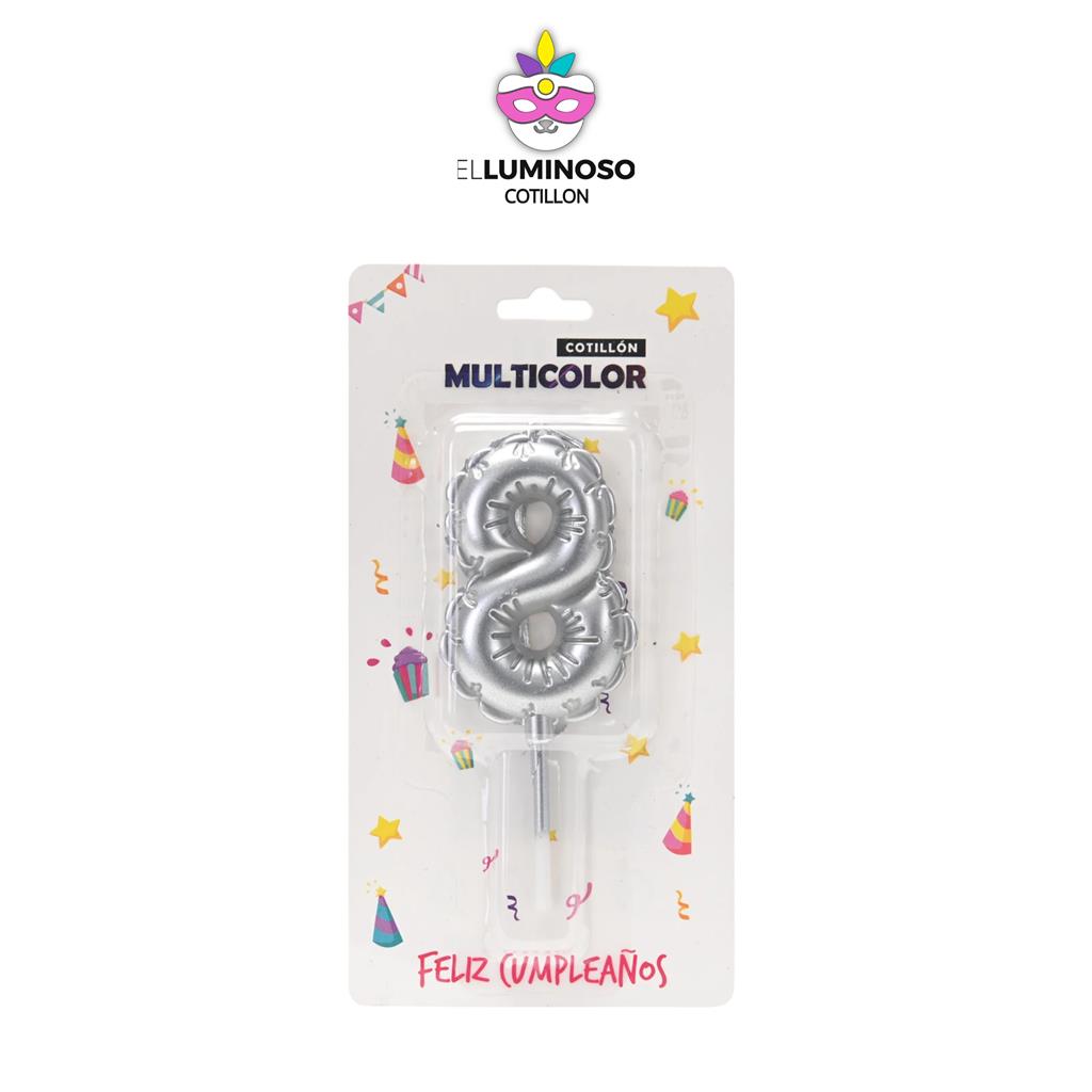 VELA NUMERO 8 GLOBO 6CM PARAFINA