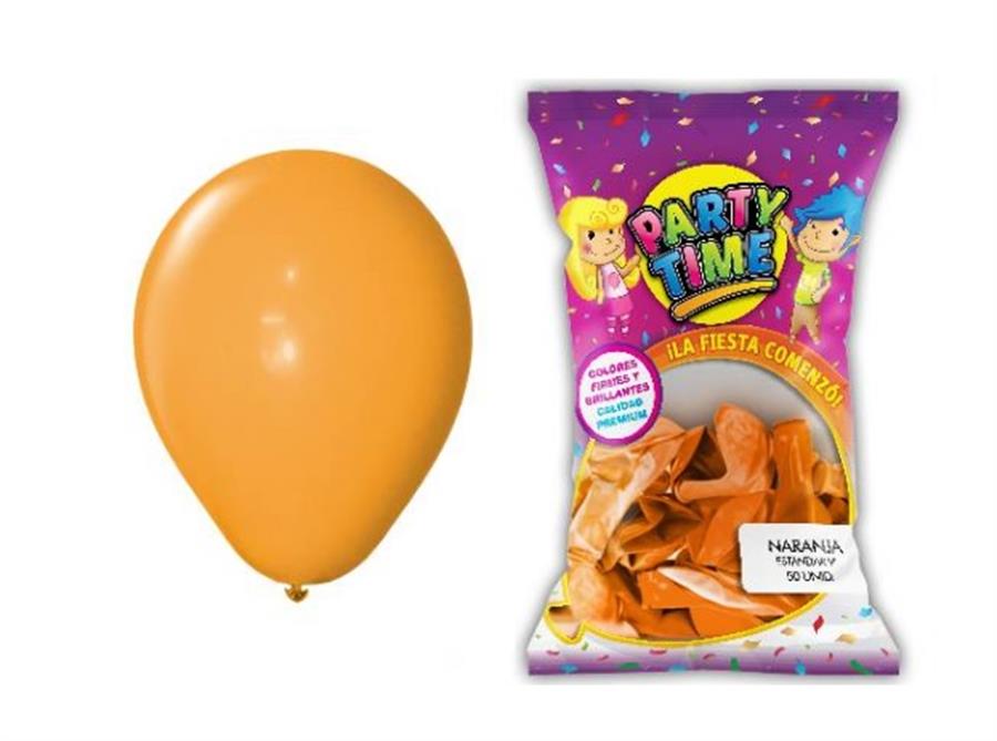 GLOBO 9P PARTY TIME STD NARANJA X50