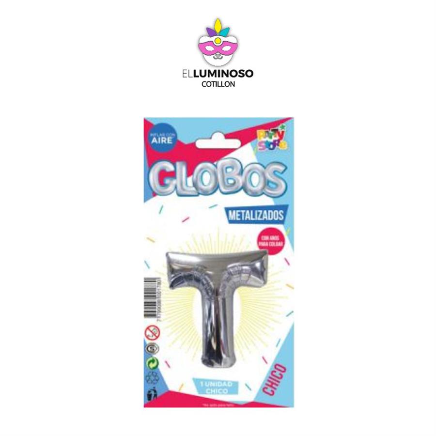 GLOBO CHICO 40CM PLATEADO LETRA T